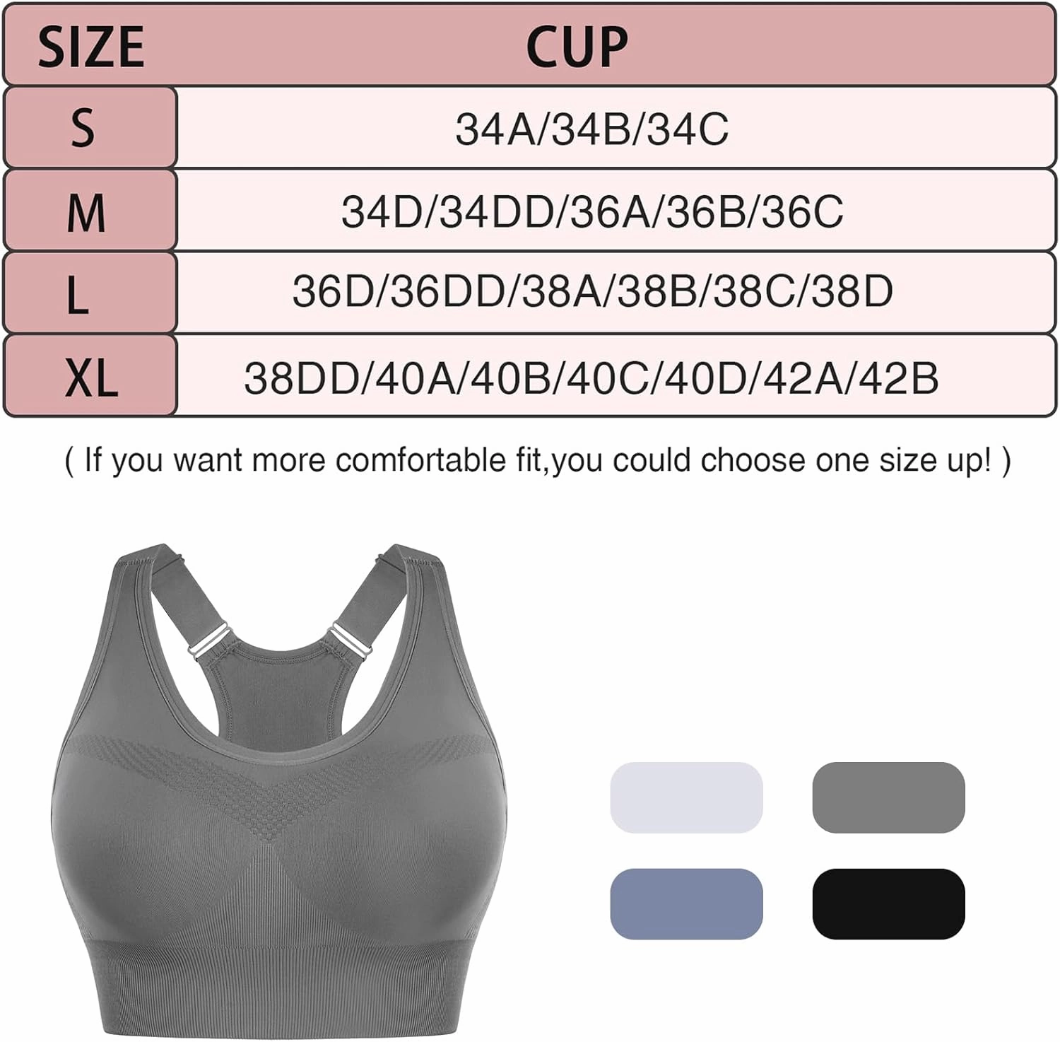 Sykooria Adjustable Sports Bra for Women High Support Padded Workout Tops Packs Gym Fitness Running Yoga Bras