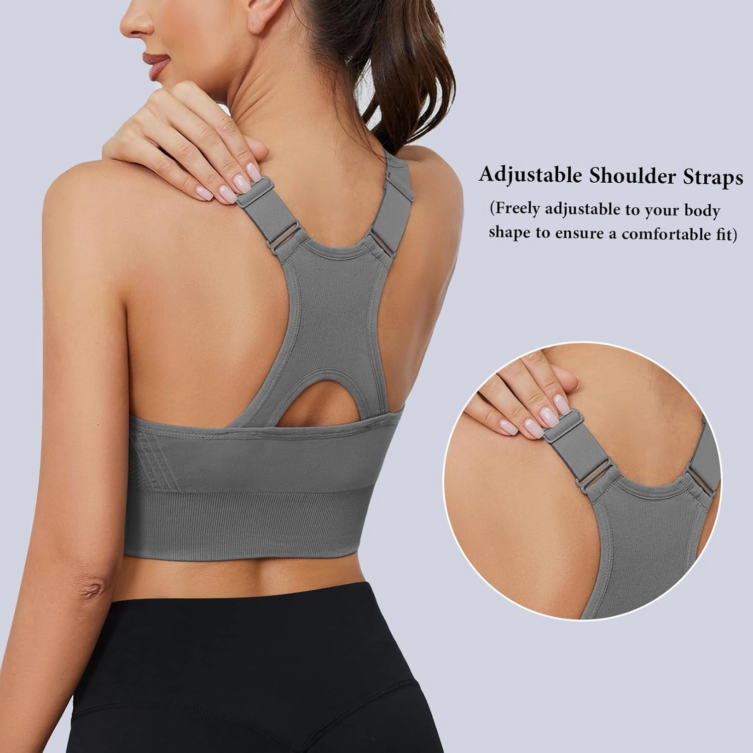 Sykooria Adjustable Sports Bra for Women High Support Padded Workout Tops Packs Gym Fitness Running Yoga Bras