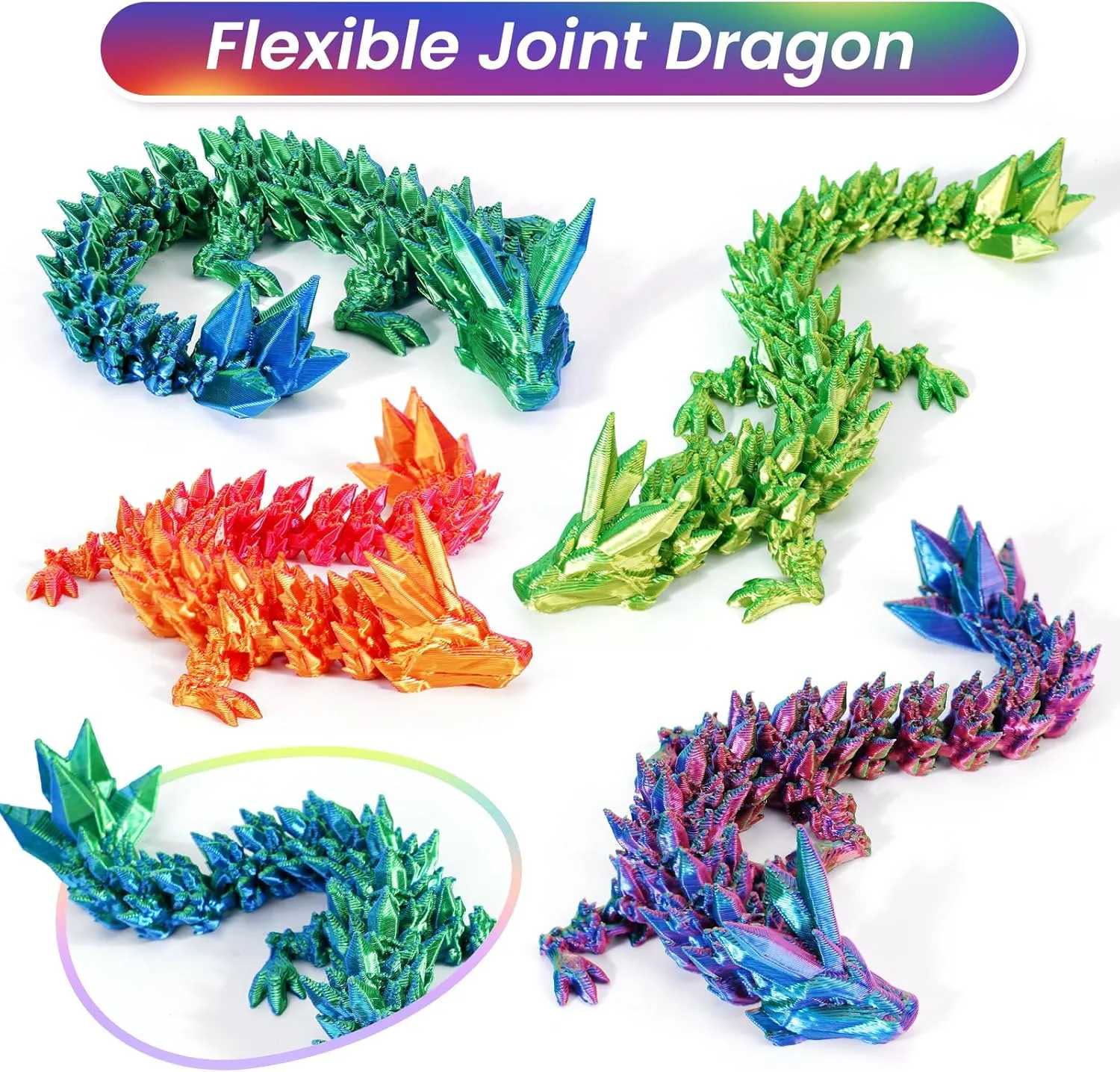 TBOLINE 4PCS 3D Printed Dragon Egg, Mystery Easter Egg Articulated Crystal Animals Fidget Toy for Kid Boy Girls, Mythical Pieces Dragon in Egg Small Dinosaur Eggs Toy (4-Piece-A)