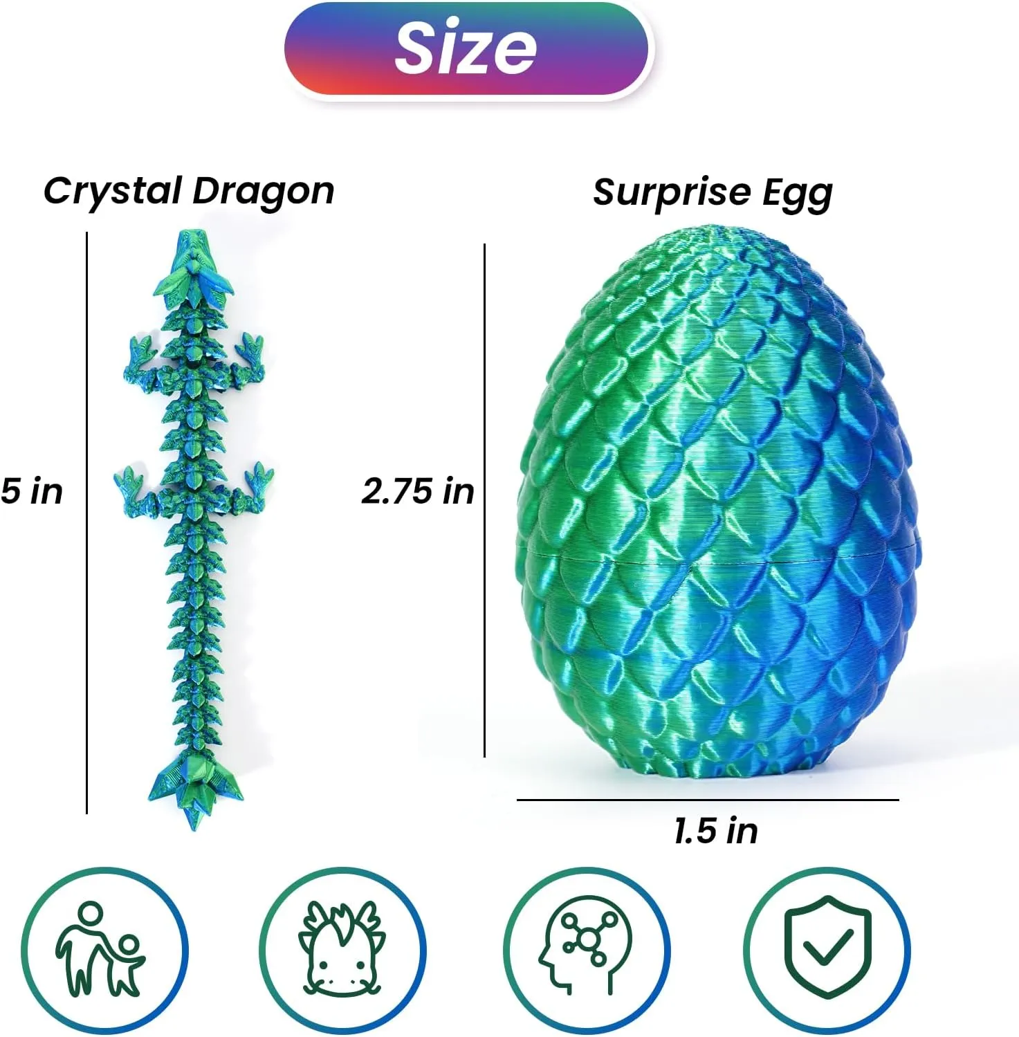 TBOLINE 4PCS 3D Printed Dragon Egg, Mystery Easter Egg Articulated Crystal Animals Fidget Toy for Kid Boy Girls, Mythical Pieces Dragon in Egg Small Dinosaur Eggs Toy (4-Piece-A)