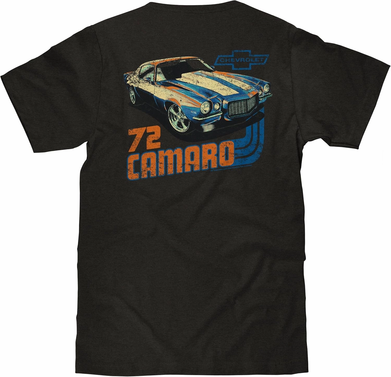 Tee Luv Men's Faded Chevrolet 72 Camaro Double Sided Car T-Shirt