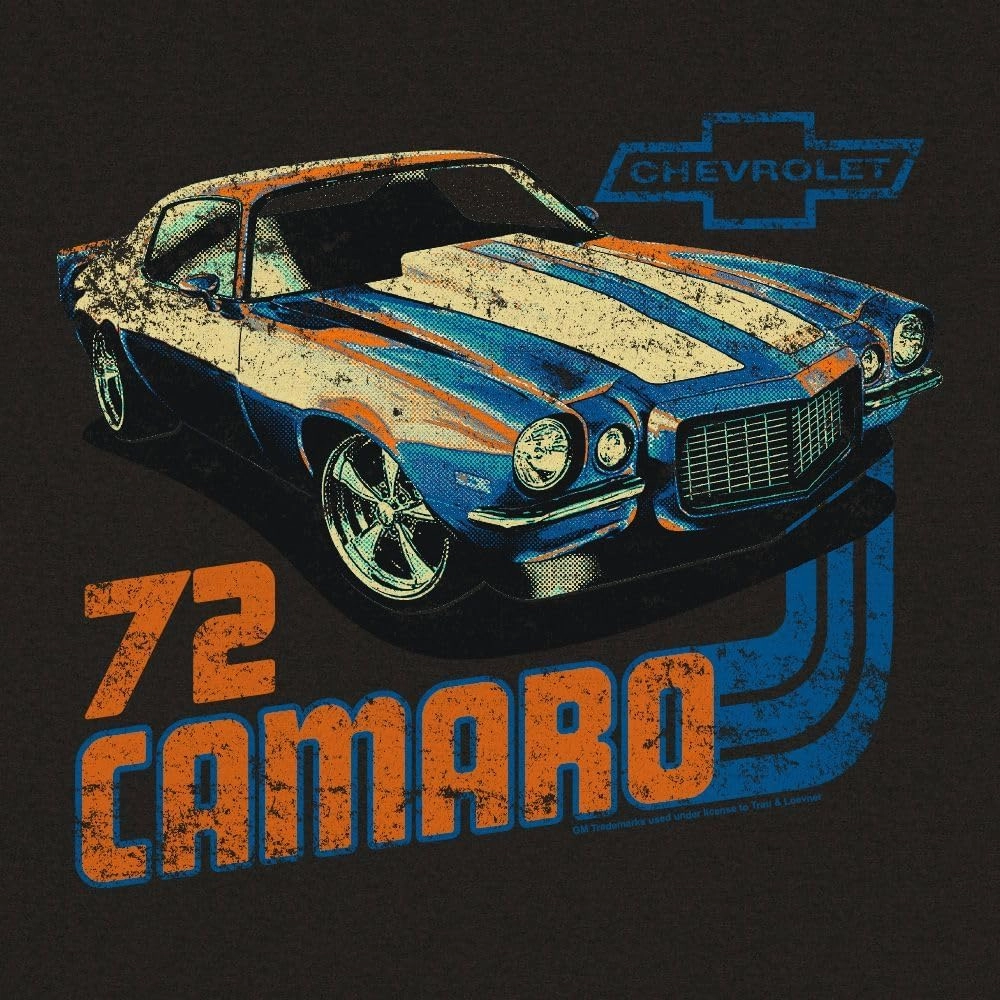 Tee Luv Men's Faded Chevrolet 72 Camaro Double Sided Car T-Shirt