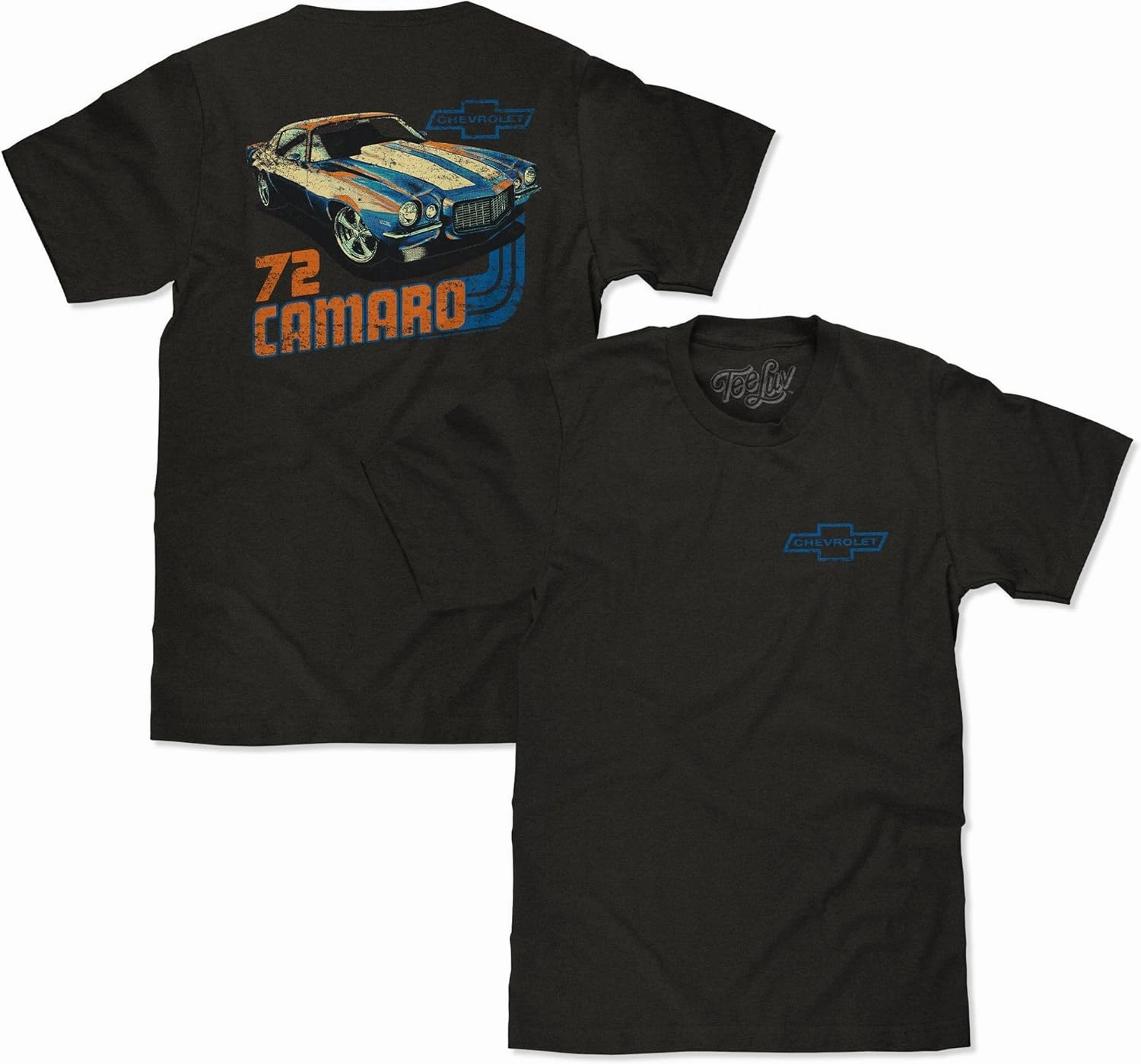 Tee Luv Men's Faded Chevrolet 72 Camaro Double Sided Car T-Shirt