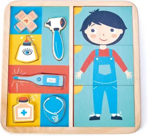 Tender Leaf Toys - Ouch Puzzle - Educational Body Parts Learning Double-Sided Puzzle with Storage Tray - Promotes Imaginary and Creative Roleplay, Helps to Create Health Awareness for Children 3 
