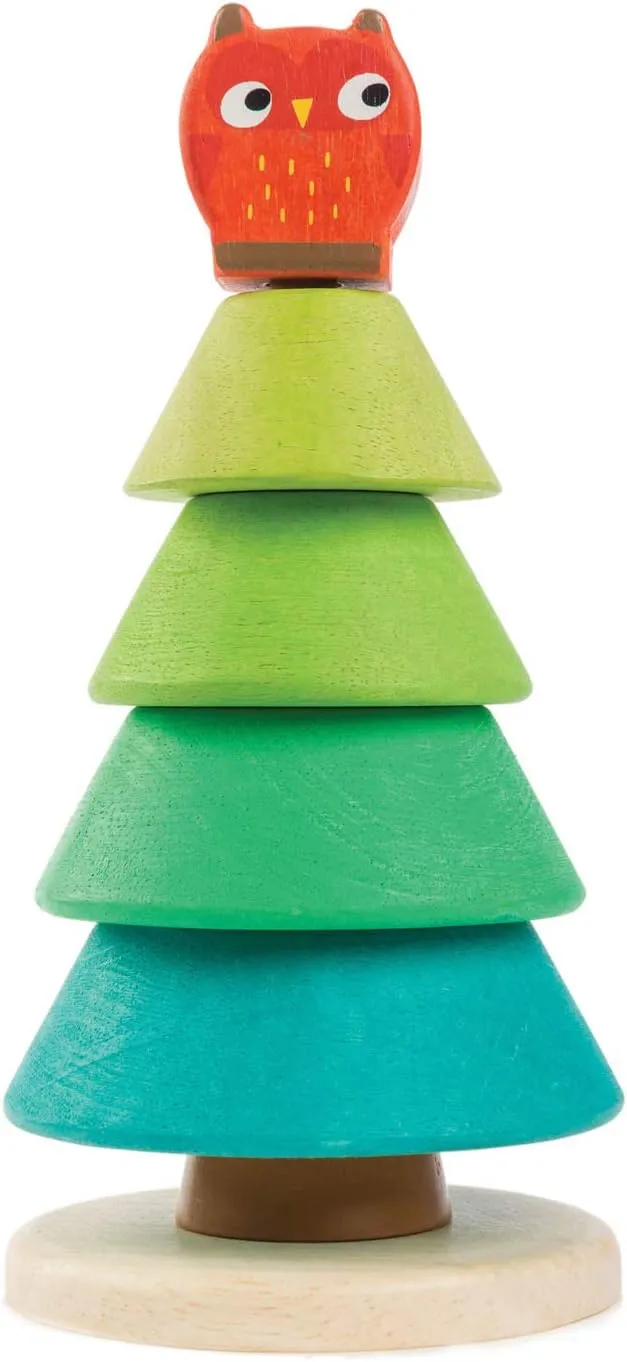 Tender Leaf Toys - Stacking Fir Tree - Wooden Tree Top Sorter and Stacker - Educational Toy for 18m 