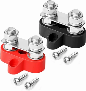 Terminal Blocks 1/4 Inch Power Stud, Battery Post Heavy Duty Terminal Kit for Car Truck RV Boat (Red   Black)