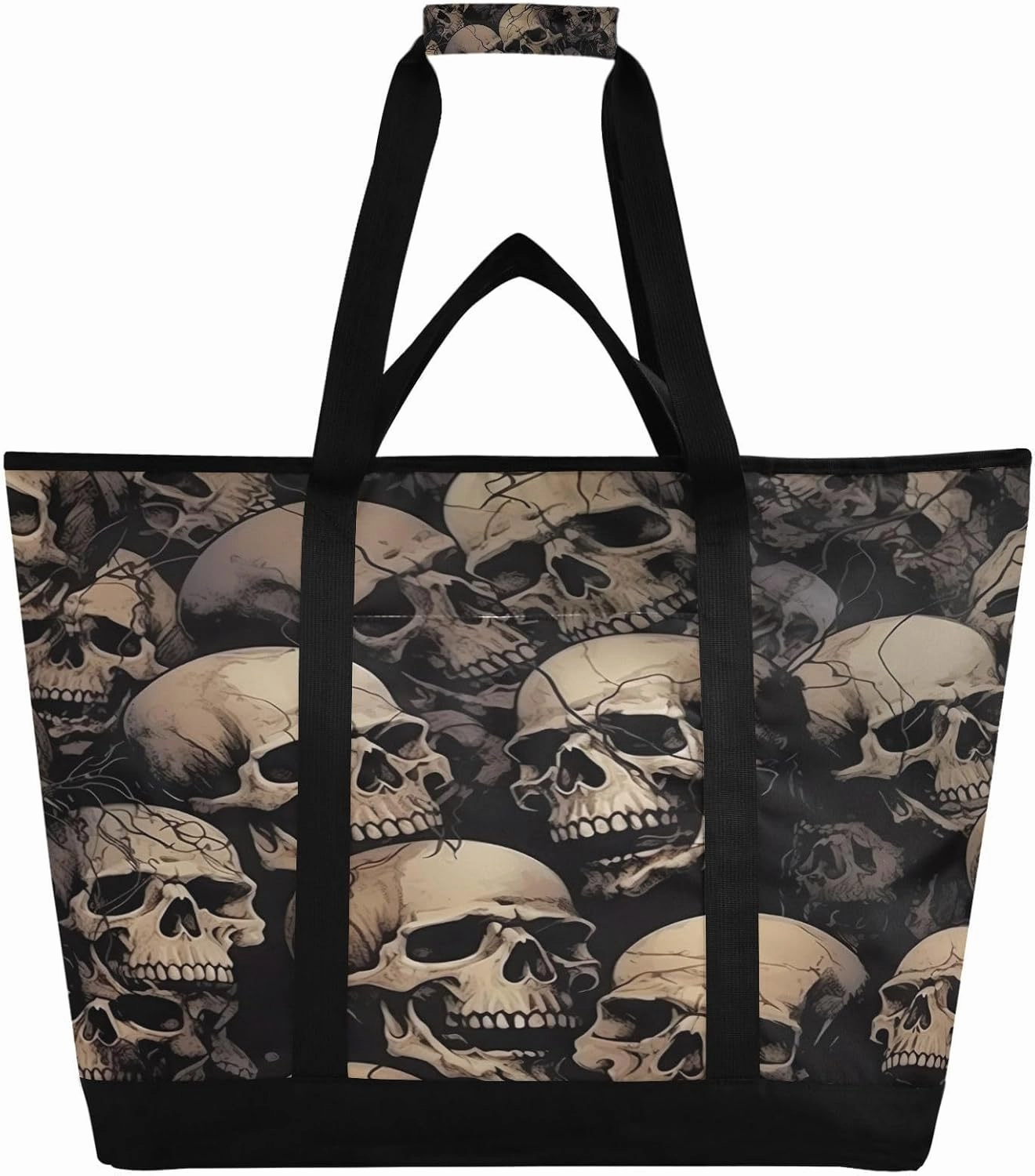 Terrifying Skul Reusable Insulated Lunchbox Cooler Bag, Leakproof Kitchen Grocery Bag Collapsible Portable Cooler Tote Bag for Picnic, Camping, Office, Travel