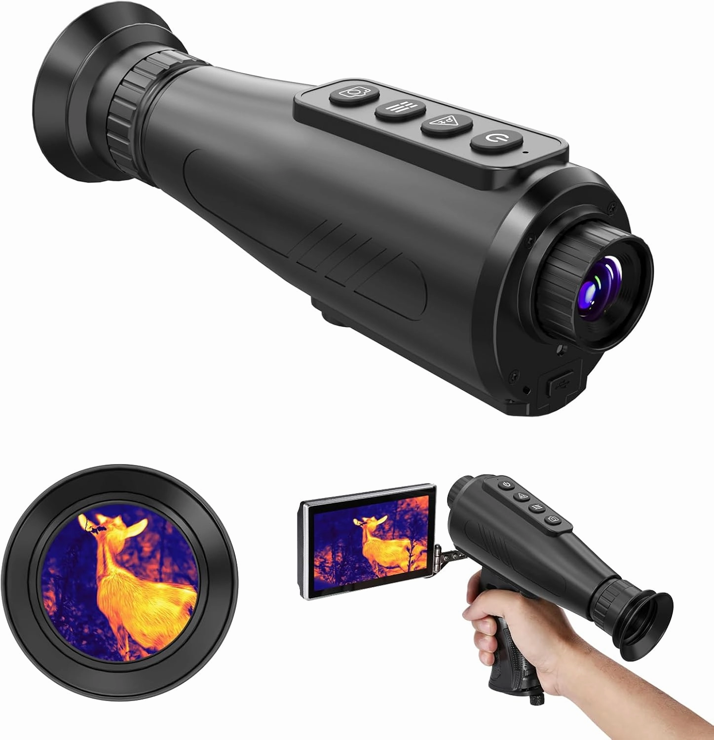 Thermal Monocular, 384x288 (AI Super Resolution) Thermal Imaging Monocular,1.43" Large AMOLED Display,Thermal Night Vision with Wi-Fi Hotspot/STA/MIC,12hrs  Battery Powers