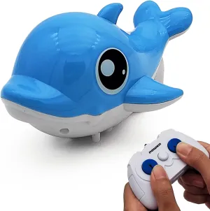 Tipmant Cute RC Dolphin Animal Toys Remote Control Boat Vehicle Car, Drive on Both Water Surface and Ground, 2.4G Frequency Rang 100 ft, Kids Birthday Gifts (Blue)