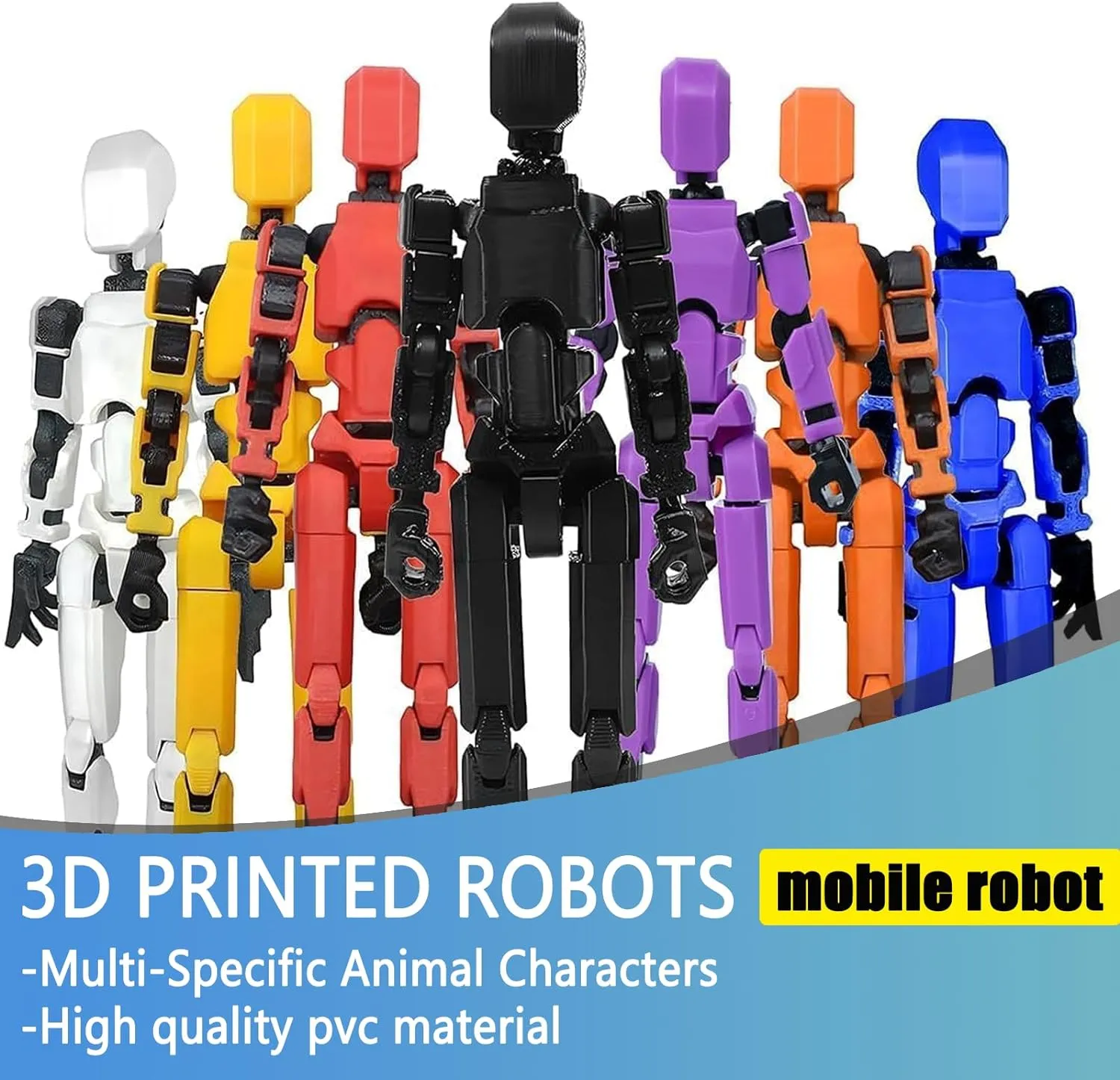 Titan 13 Action Figure, Lucky Robot 13 Action Figures, 3D Printed Figure,Dummy Robot 13 Action Figure, Multi Jointed Action Figures for Stop Motion Animation (9pcs)