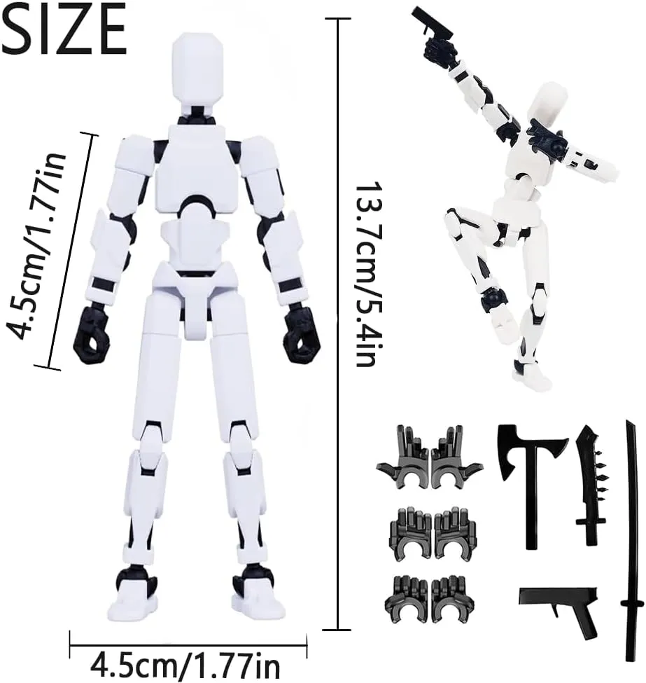 Titan 13 Action Figure, Lucky Robot 13 Action Figures, 3D Printed Figure,Dummy Robot 13 Action Figure, Multi Jointed Action Figures for Stop Motion Animation (9pcs)