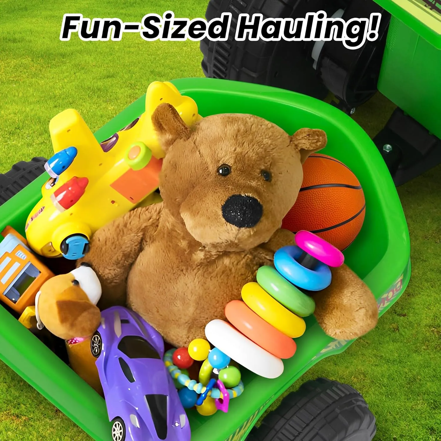 TOBBI 6V Battery Powered Quad Toy Car for Toddlers 1.5-6, with Trailer, Kids Ride on ATV Toy w/Music,Bluetooth,Safety Belt,Power Display