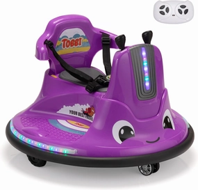 TOBBI Toddlers Bumper Car, 12v Baby Electric Ride On Snail Shape Toy with Remote Control/Children DIY Funny Stickers/360 Degree Spin for Kids of Ages 1.5-9 (Purple)