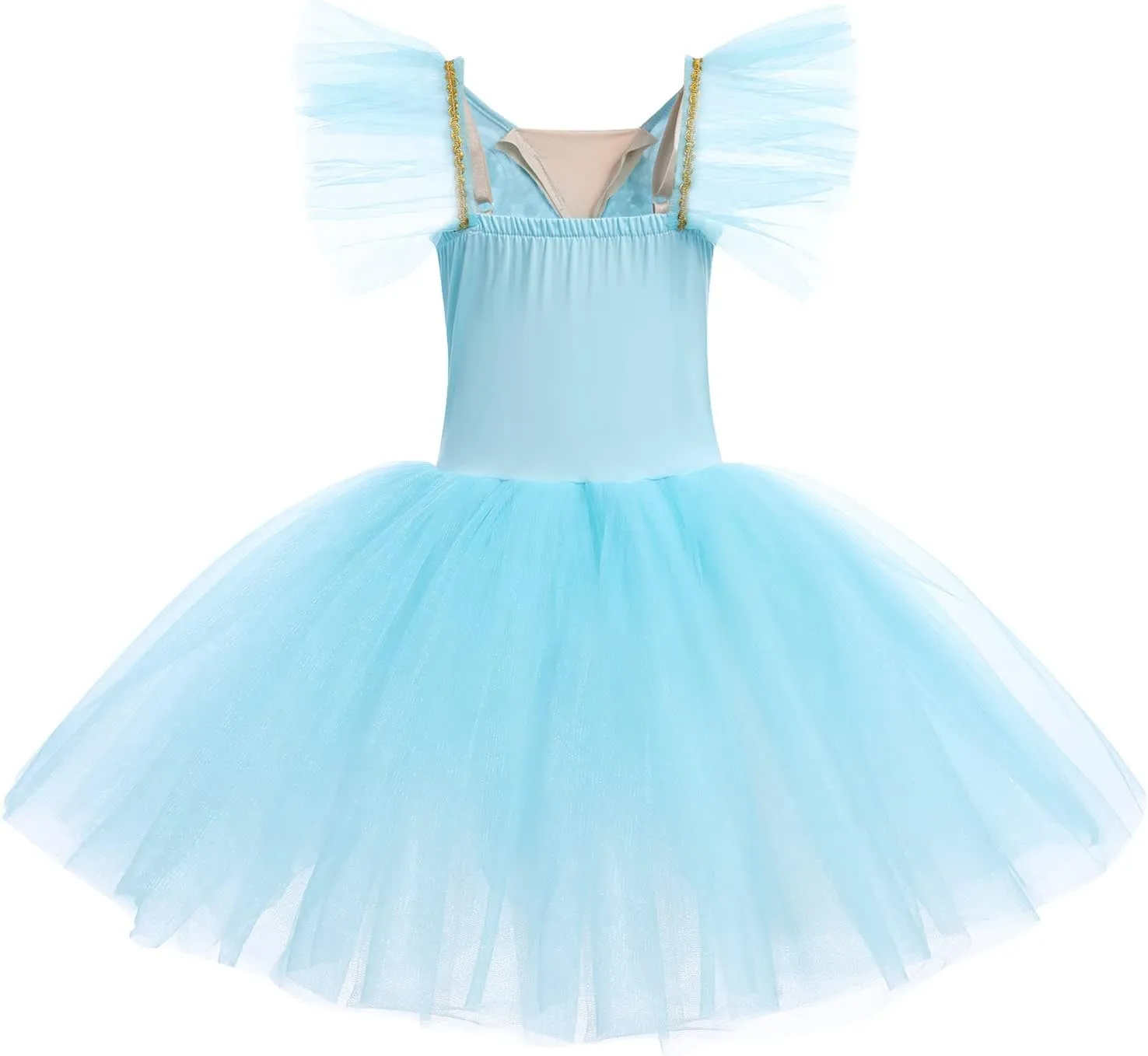 Toddler Ballet Leotards for Girls Glitter Tulle Skirt 2PCS Ruffle Sleeve Tutu Dresses with Hair Clip One Piece Outfits