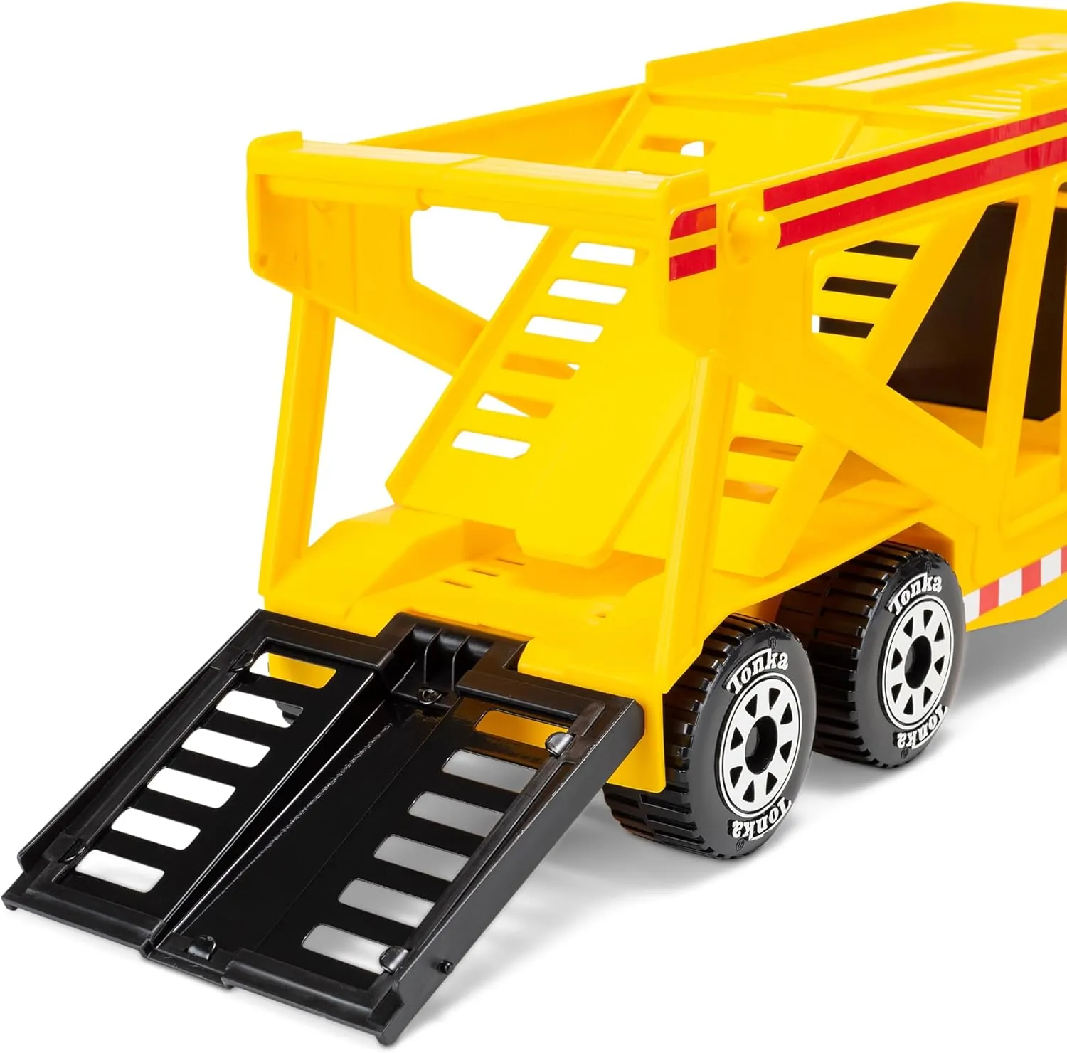 Tonka Steel Classics, Classic Car Carrier – Made with Steel and Sturdy Plastic, Yellow Friction Powered, Boys and Girls, Toddlers Ages 3 , Big Construction Truck, Birthday Gift, Holiday