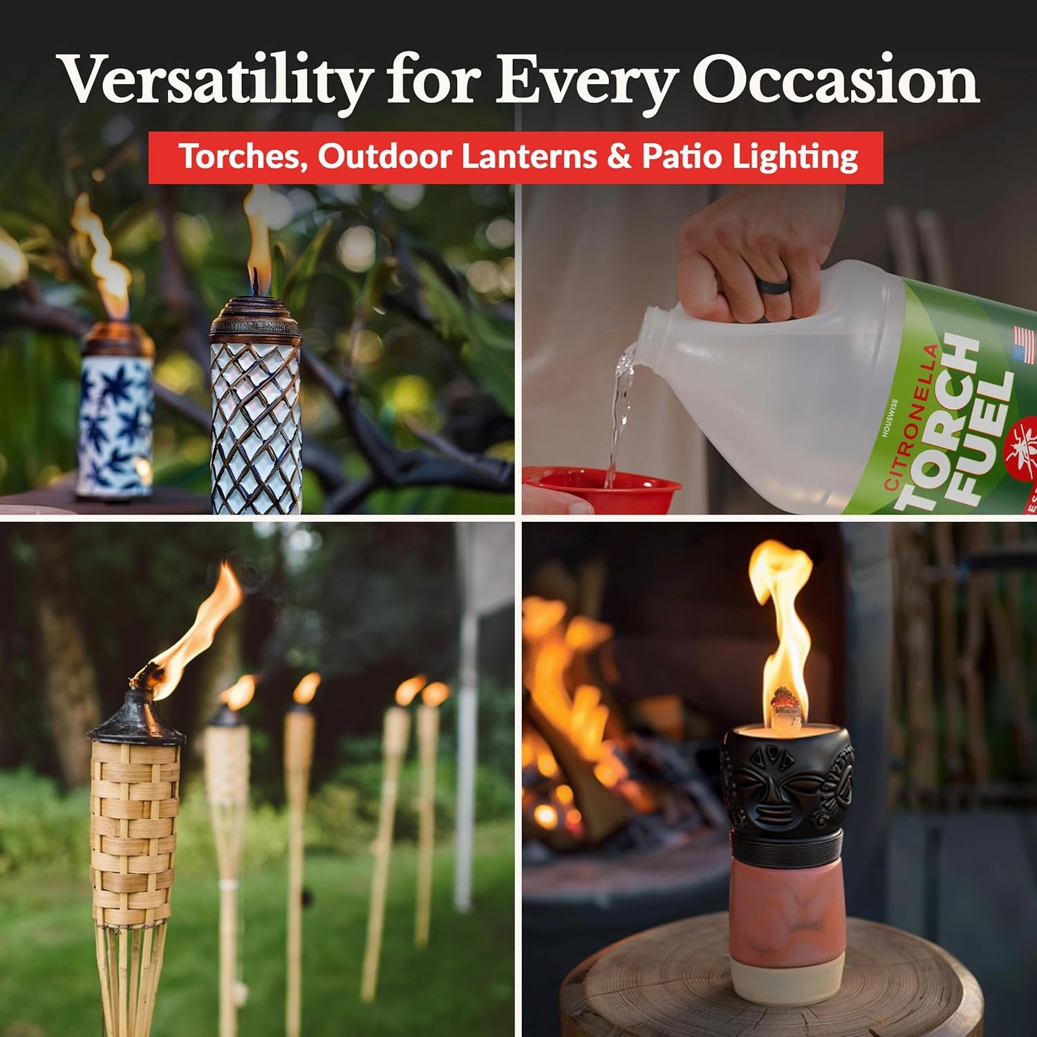 Torch Fuel (1 Gallon) - Citronella Oil for Torches for Outside, Lantern Liquid Paraffin Lamp Oil Fuel, Scented Lamp Outside Citronella Torches Outdoor Paraffin