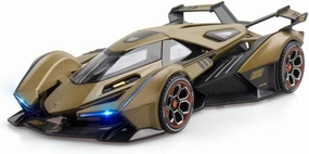 Toy Cars Model Lambo V12 Sports Race Car 1/24 Green Alloy Collectible Diecast Vehicles with Sound and Light