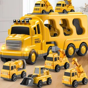 Truck Toys for 3 4 5 6 Years Old Boys, Toddler Car for Boys Ages 3-5, Construction Car Carrier Vehicle Set, Kids Toys Truck Set for Age 3-9