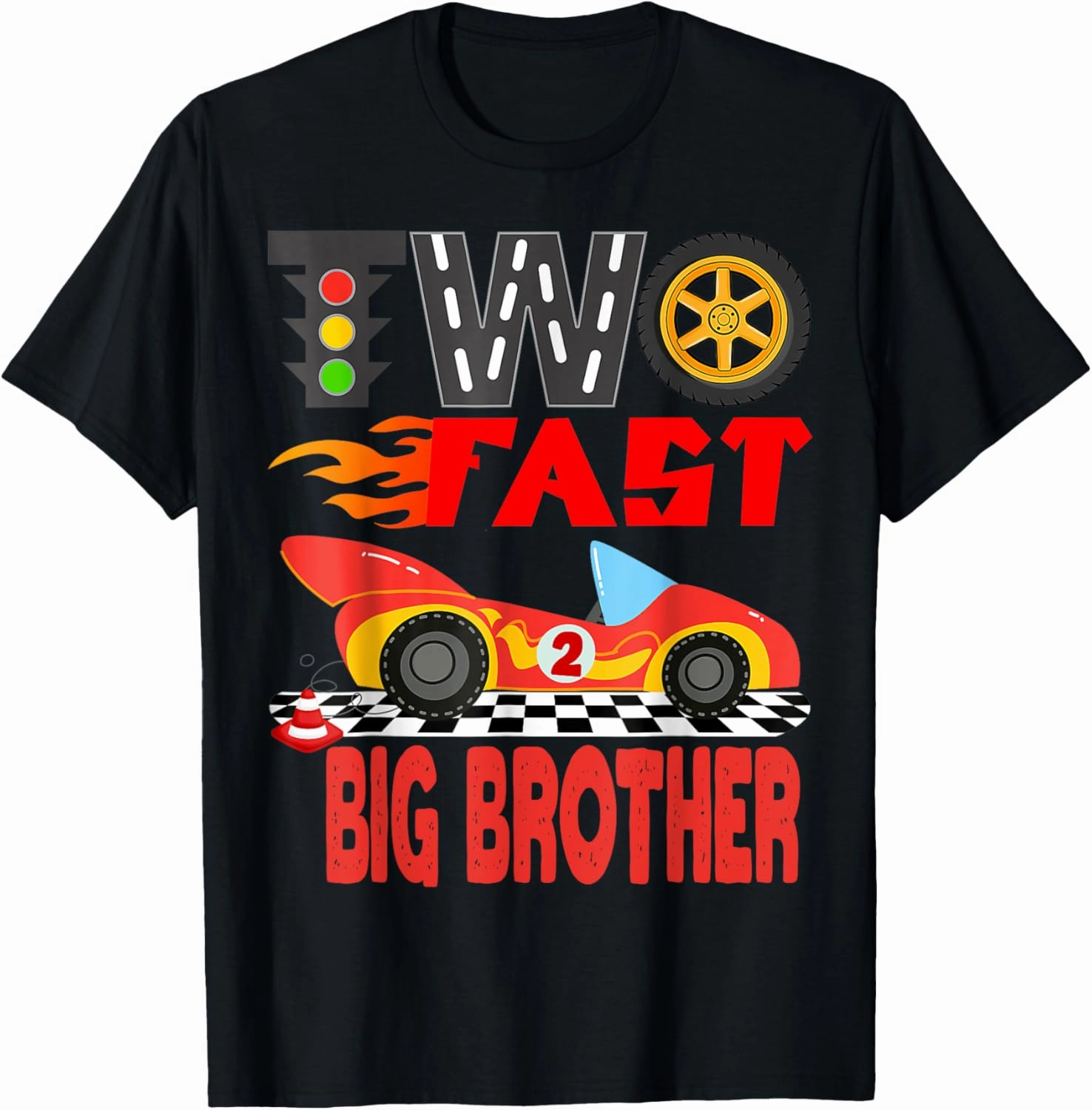Two Fast Big Brother Pit Crew Racing Car Family Birthday T-Shirt