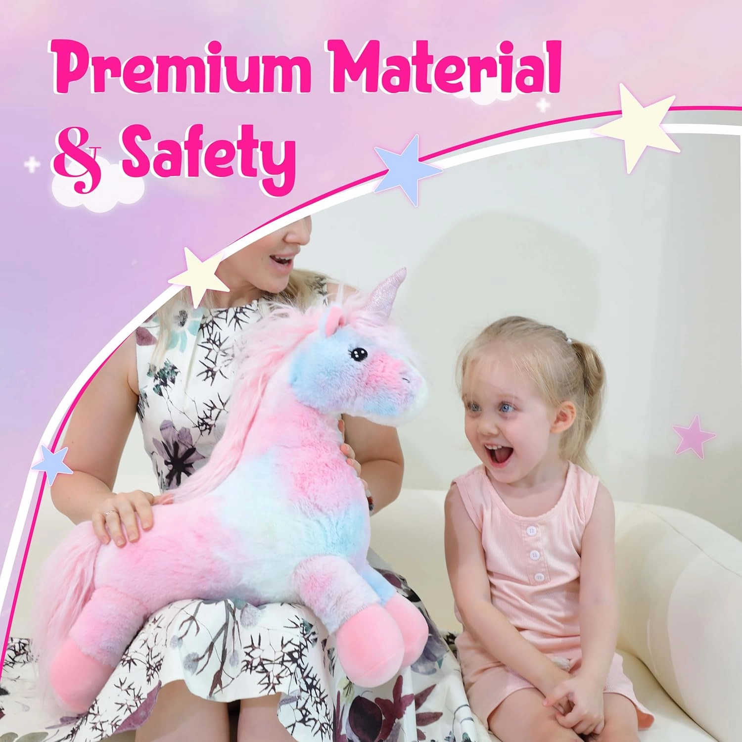 Unicorn Weighted Stuffed Animal 27in, 4.2 lbs Stuffed Unicorn Plush for Adult, Kids, Weight Unicorn Plush Animal Pillow Gifts on Christmas, Birthday, Valentine's Day