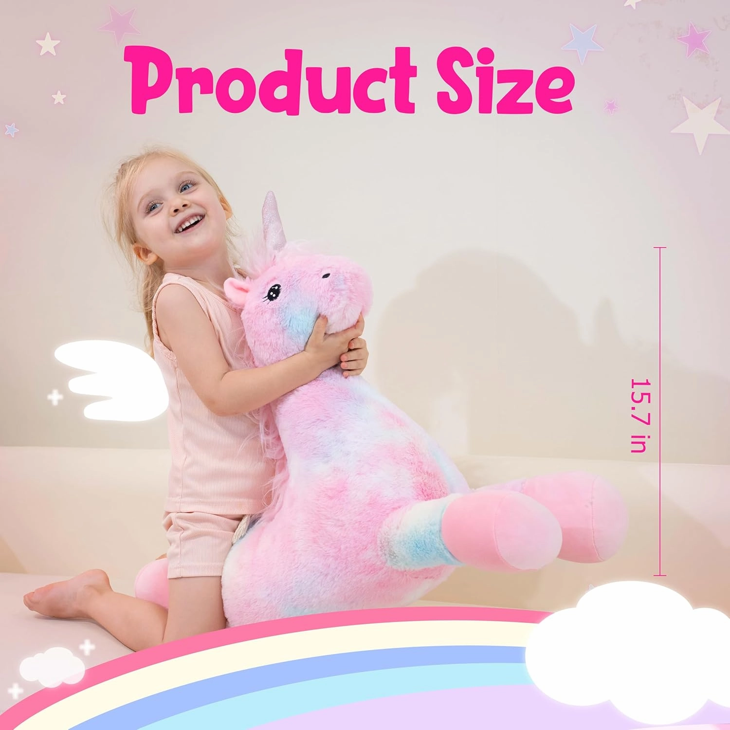 Unicorn Weighted Stuffed Animal 27in, 4.2 lbs Stuffed Unicorn Plush for Adult, Kids, Weight Unicorn Plush Animal Pillow Gifts on Christmas, Birthday, Valentine's Day