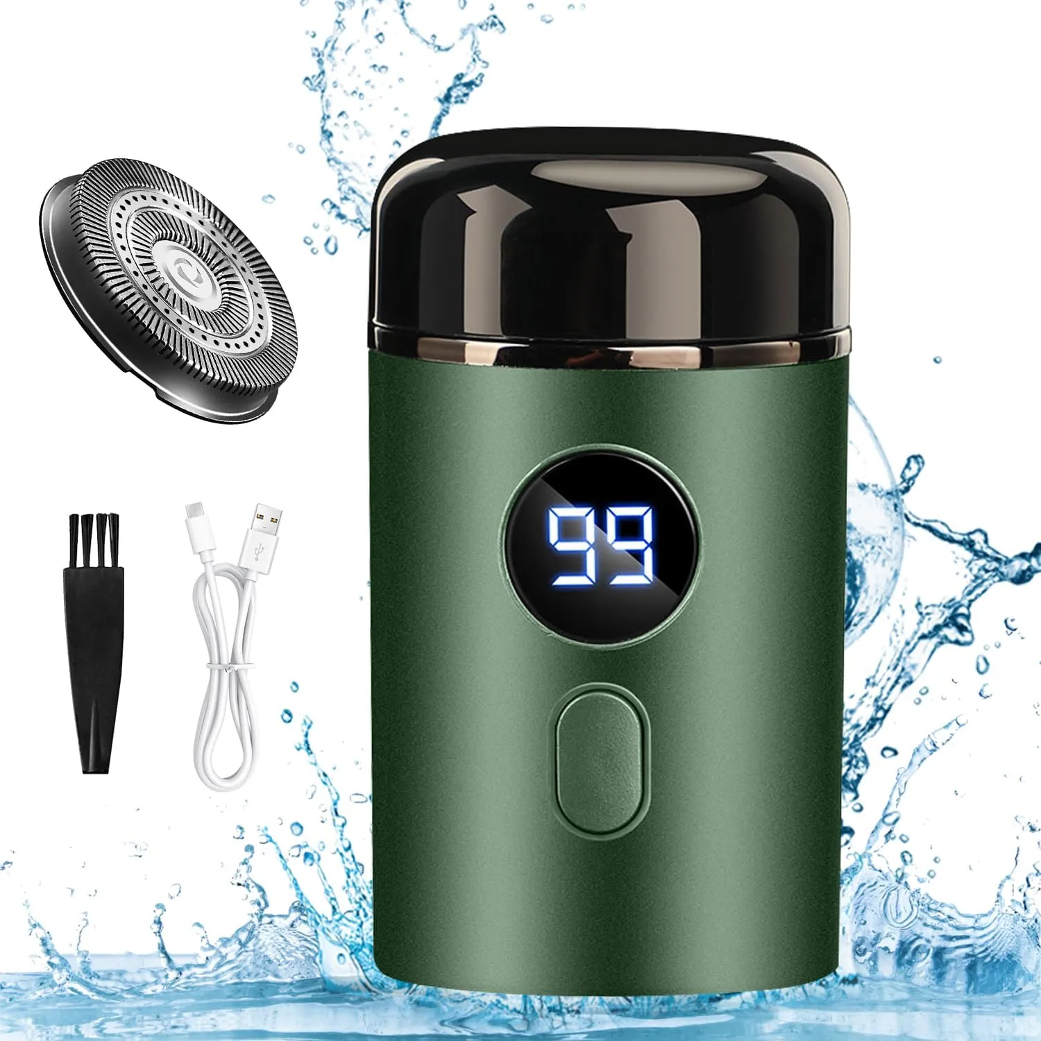 Unisex Mini Portable Electric Shaver, USB Rechargeable Waterproof Electric Razor, for Car, Travel, Home Use(Green)
