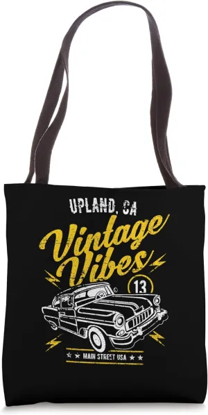 Upland CA USA Vintage Vibes Classic Car Distressed Design Tote Bag