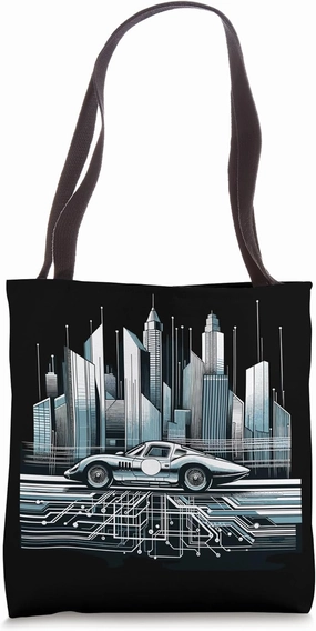 Urban Grid Racer - Tech Savvy Classic Car Vector Tote Bag