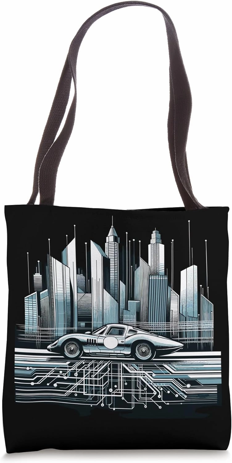 Urban Grid Racer - Tech Savvy Classic Car Vector Tote Bag