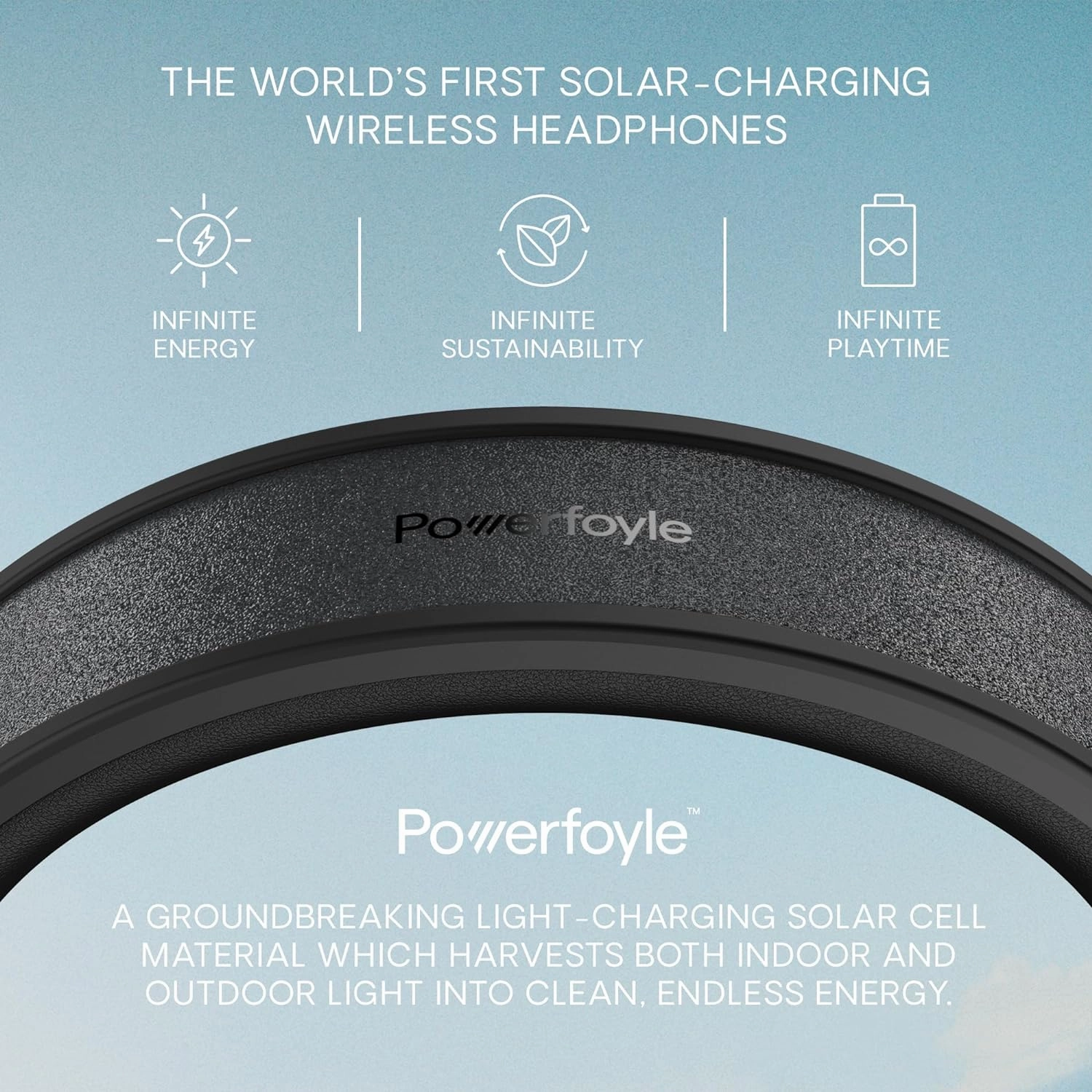 Urbanista Solar Powered Active Noise Cancelling Headphones with Infinite Playtime, Powerfoyle Self Charging Wireless Over Ear Bluetooth 5.0 Earphones, On Ear Detection, Los Angeles, Midnight Black