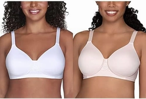 Vanity Fair Women's Beauty Back Full Figure Wirefree Bra (71380-Fashion Colors), 2 Pack-White/Quartz, 42D