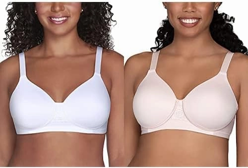 Vanity Fair Women's Beauty Back Full Figure Wirefree Bra (71380-Fashion Colors), 2 Pack-White/Quartz, 42D