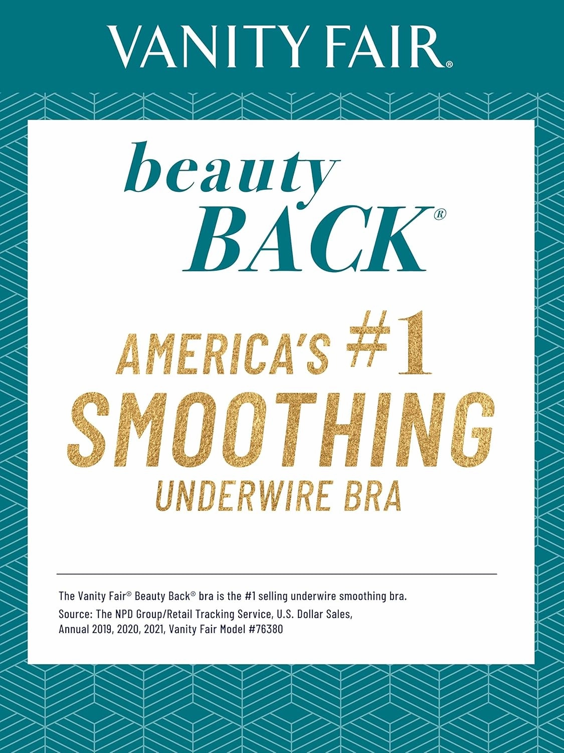 Vanity Fair Women's Full Figure Beauty Back Smoothing Bra, 4 Way Stretch Fabric, Lightly Lined Cups up to H