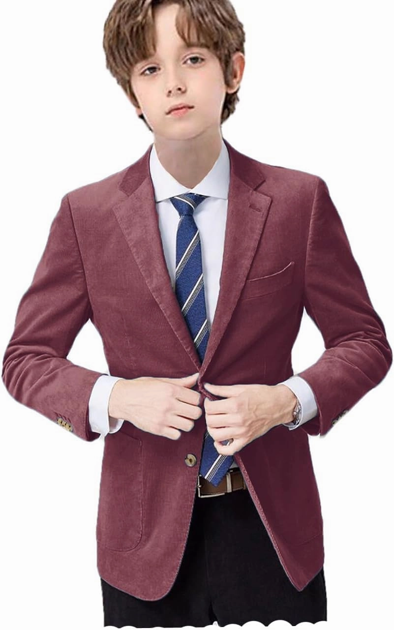 VENNYNG Classic Suede Suit Jacket for Kid Boy Day Children Formal Outfits School Activities Tailor-Made Fashion Blazer