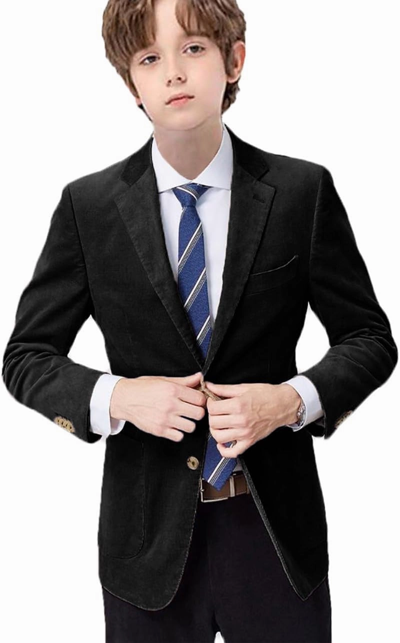 VENNYNG Classic Suede Suit Jacket for Kid Boy Day Children Formal Outfits School Activities Tailor-Made Fashion Blazer