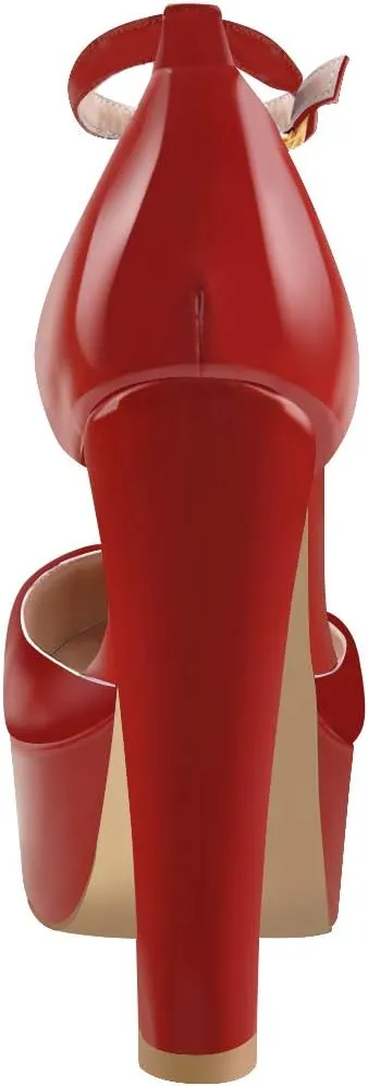 VERISSON Women's High Heel Sandals Closed Toe Platform Mary Jane Buckle Strappy Two-Piece Chunky High Heels