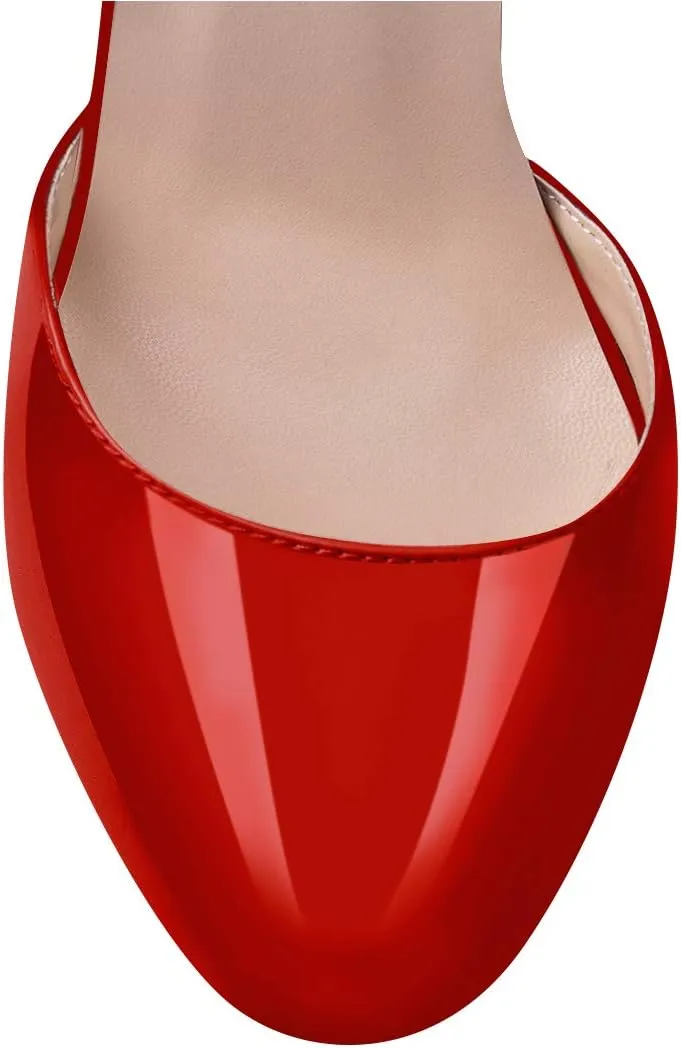 VERISSON Women's High Heel Sandals Closed Toe Platform Mary Jane Buckle Strappy Two-Piece Chunky High Heels