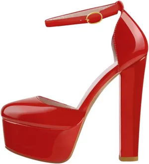 VERISSON Women's High Heel Sandals Closed Toe Platform Mary Jane Buckle Strappy Two-Piece Chunky High Heels