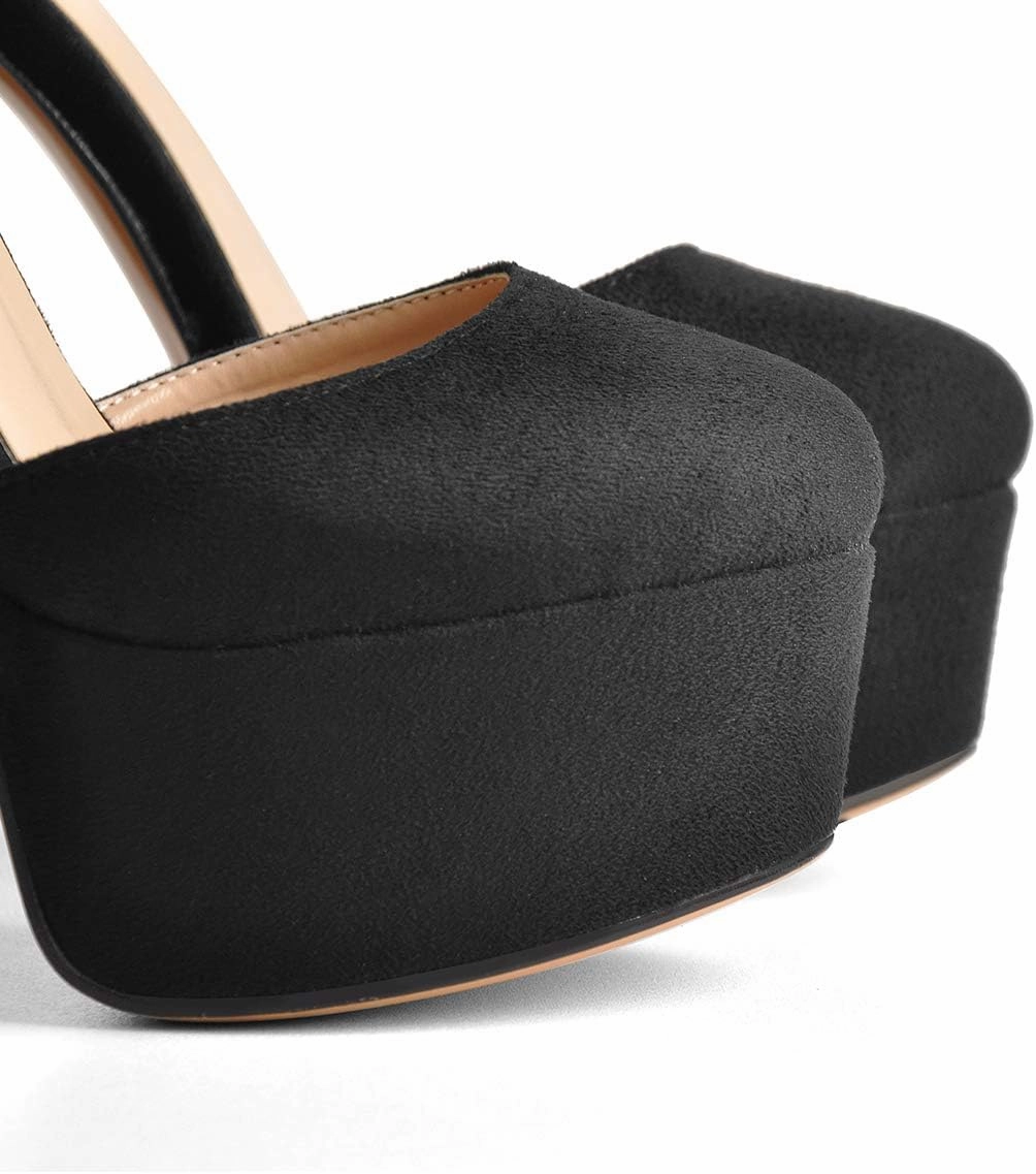 VERISSON Women's High Heel Sandals Closed Toe Platform Mary Jane Buckle Strappy Two-Piece Chunky High Heels