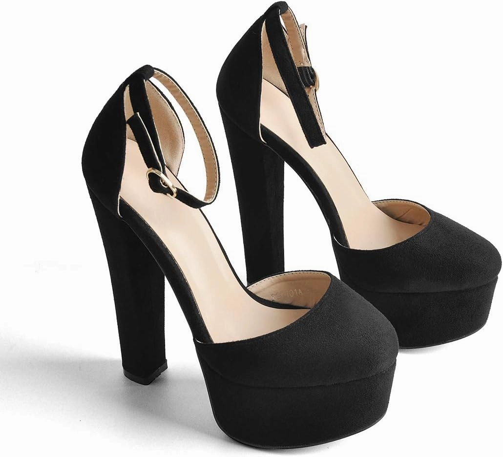 VERISSON Women's High Heel Sandals Closed Toe Platform Mary Jane Buckle Strappy Two-Piece Chunky High Heels