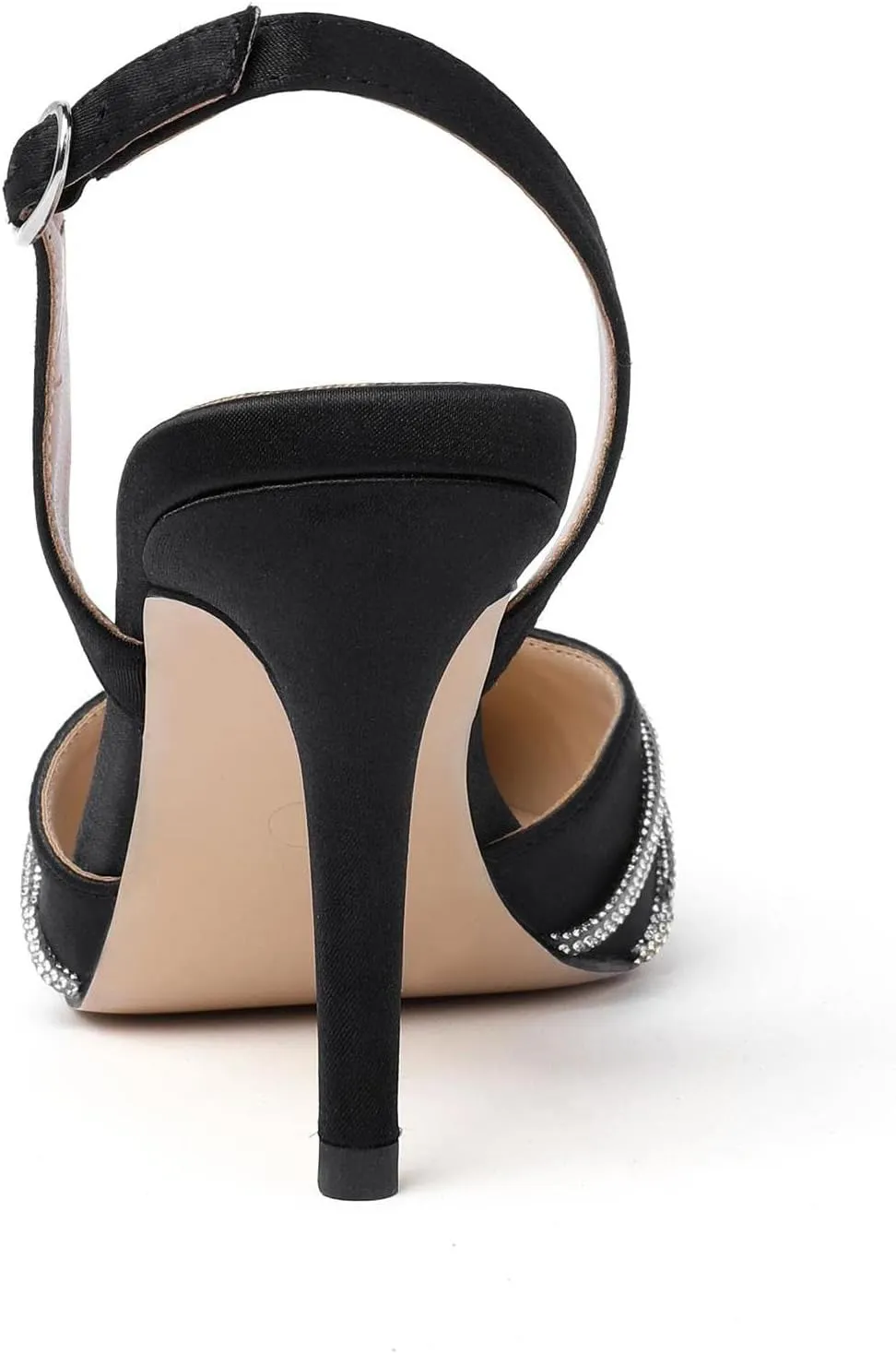 Vertundy Women's Mid heel Mule Sandals Pointed Toe Rhinestones Heels Clear PVC Stiletto Slide Slipper Crystal Slip-on Strappy Pumps Dress mules