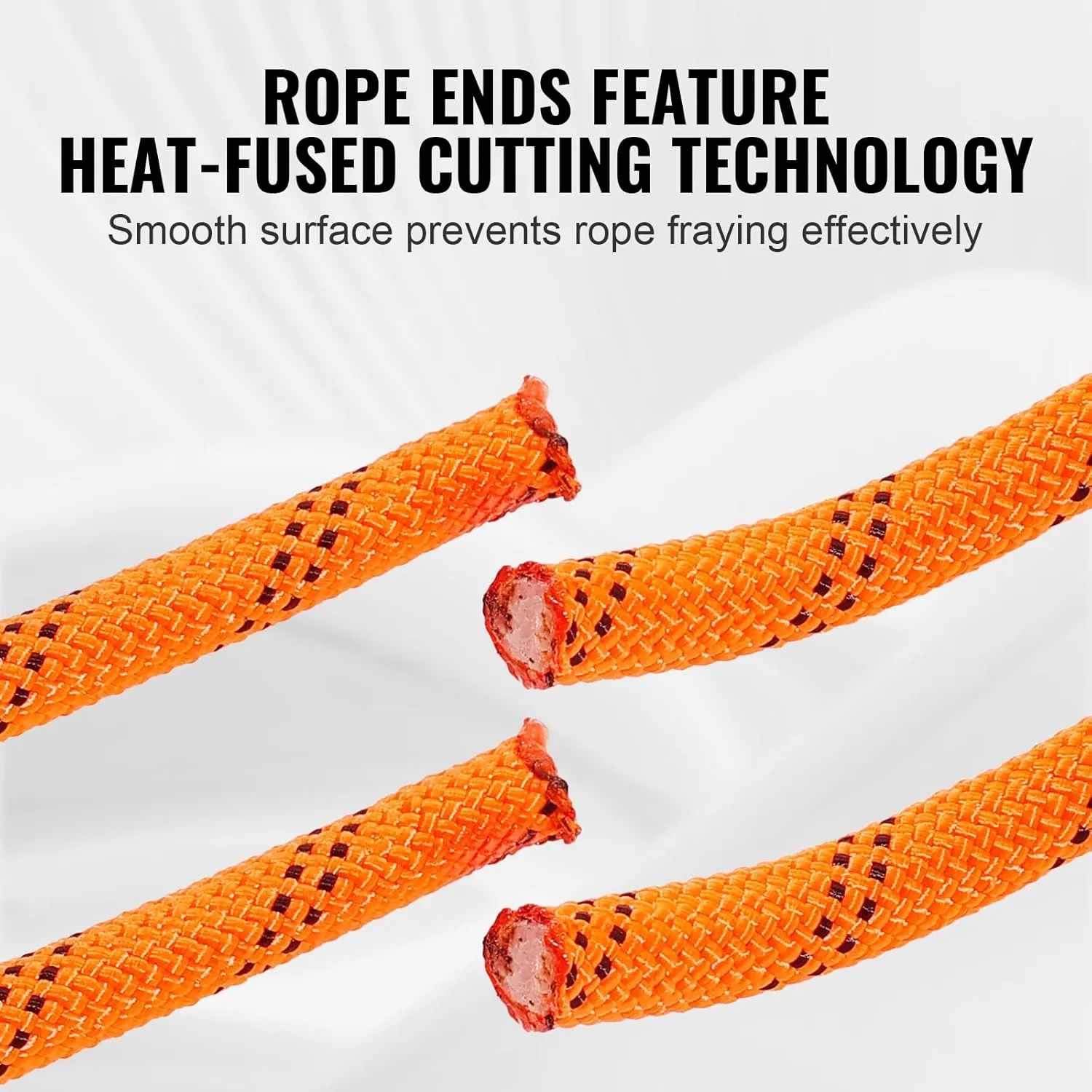 VEVOR Double Braided Polyester Rope, 1/2 in x 220 ft, 48 Strands, 8000 LBS Breaking Strength Outdoor Rope, Arborist Rigging Rope for Rock Hiking Camping Swing Rappelling Rescue, Orange/Black