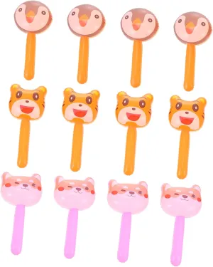 VICASKY 12pcs Cartoon Inflatable Hammer Birthday Decorations Inflatable Toy Pool Blow up Toy Inflatable Stick Hammer Toy Blow up Toys Ballon Animal Stick Blow Air Pvc Material