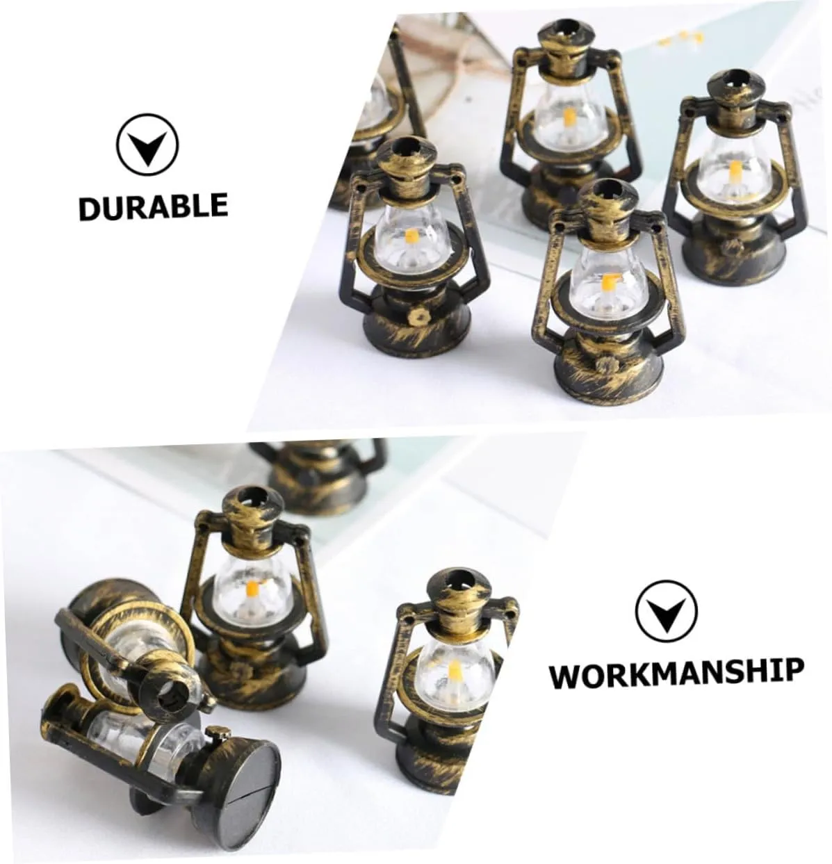 VICASKY 3sets Mini Doll House Kerosene Lights Retro Lantern Models for DIY Crafts Miniature Furniture Decor Realistic Miniature Lanterns for Dollhouse Accessories and Landscapes 10pcs*3