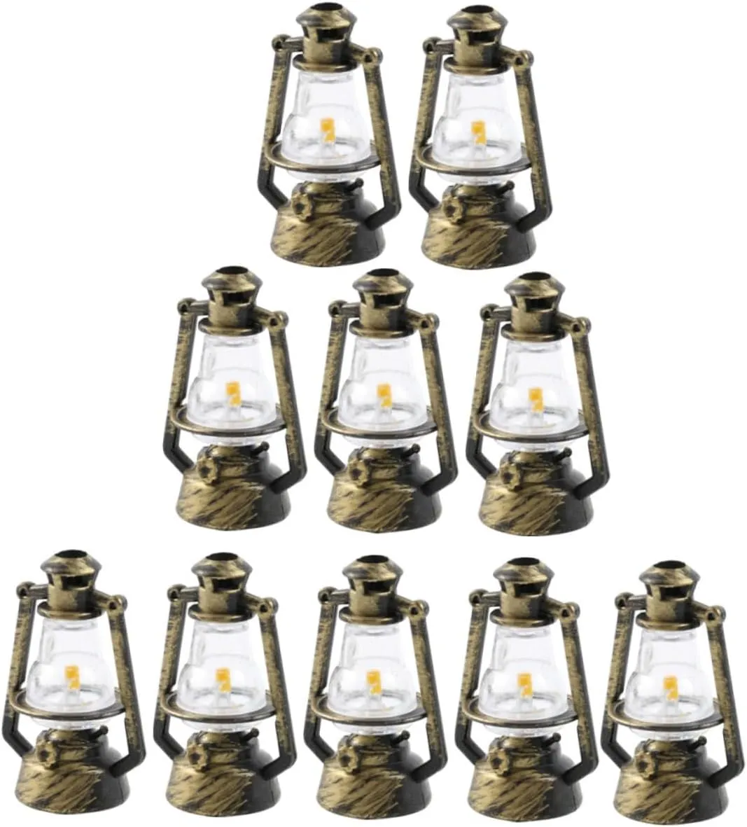 VICASKY 3sets Mini Doll House Kerosene Lights Retro Lantern Models for DIY Crafts Miniature Furniture Decor Realistic Miniature Lanterns for Dollhouse Accessories and Landscapes 10pcs*3