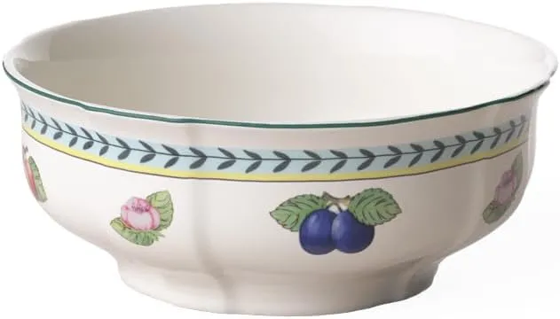 Villeroy & Boch French Garden Fleurence Round Vegetable Bowl, 8.25 in, Premium Porcelain, White/Multicolored