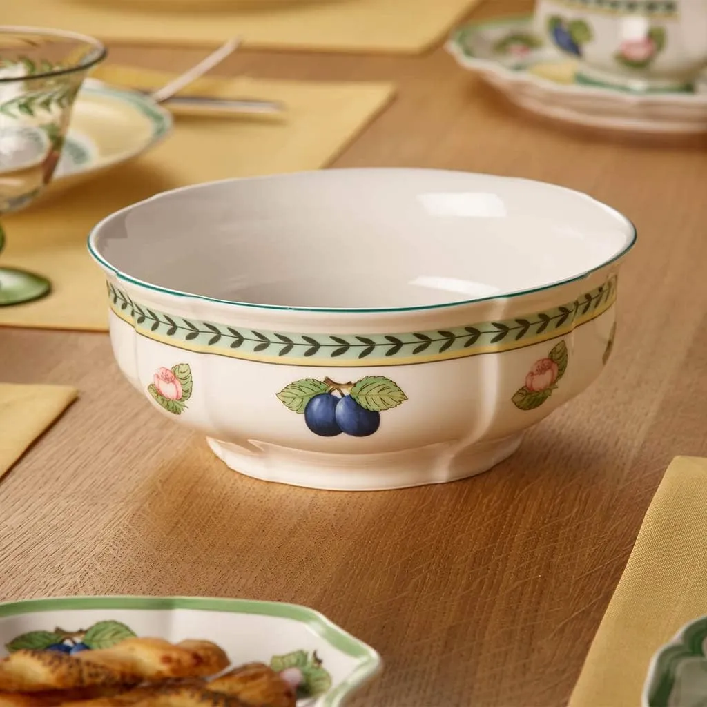 Villeroy & Boch French Garden Fleurence Round Vegetable Bowl, 8.25 in, Premium Porcelain, White/Multicolored