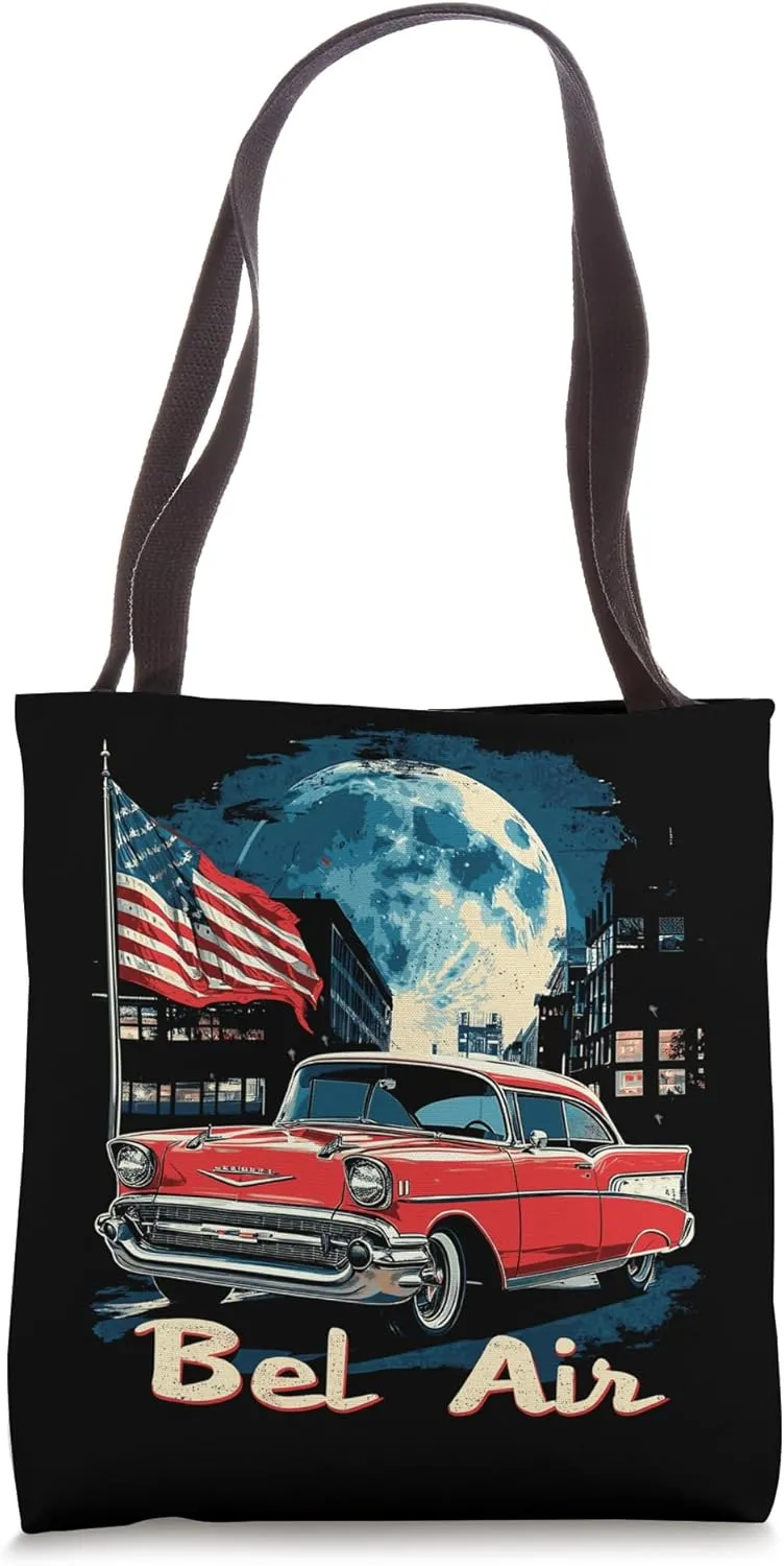 Vintage Bel Air Classic car Old School Hot Rod 57 Bel Air Tote Bag