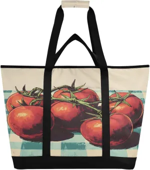 Vintage Delicious Tomatoes Reusable Insulated Lunchbox Cooler Bag, Leakproof Kitchen Grocery Bag Collapsible Portable Cooler Tote Bag for Picnic, Camping, Office, Travel