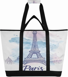 Vintage Eiffel Tower in Paris Reusable Insulated Lunchbox Cooler Bag, Leakproof Kitchen Grocery Bag Collapsible Portable Cooler Tote Bag for Picnic, Camping, Office, Travel